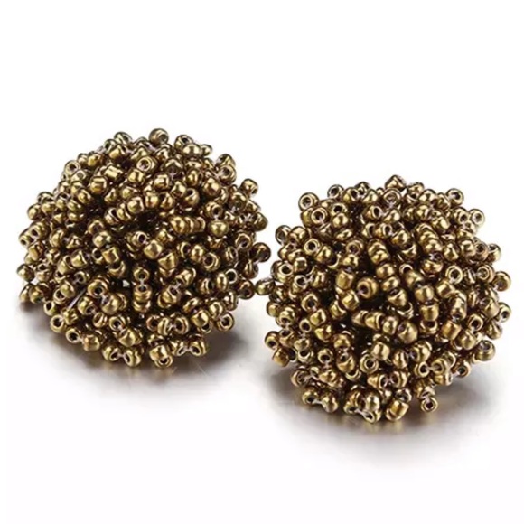 Dark Gold Bronze Seed Bead Earrings - Picture 1 of 4
